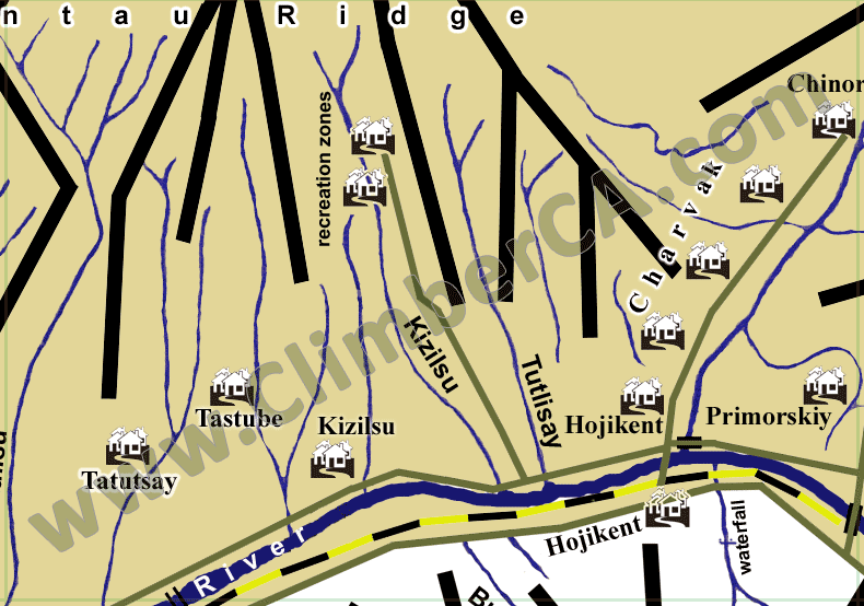 West Tien-Shan Mountains Map. Ugam
