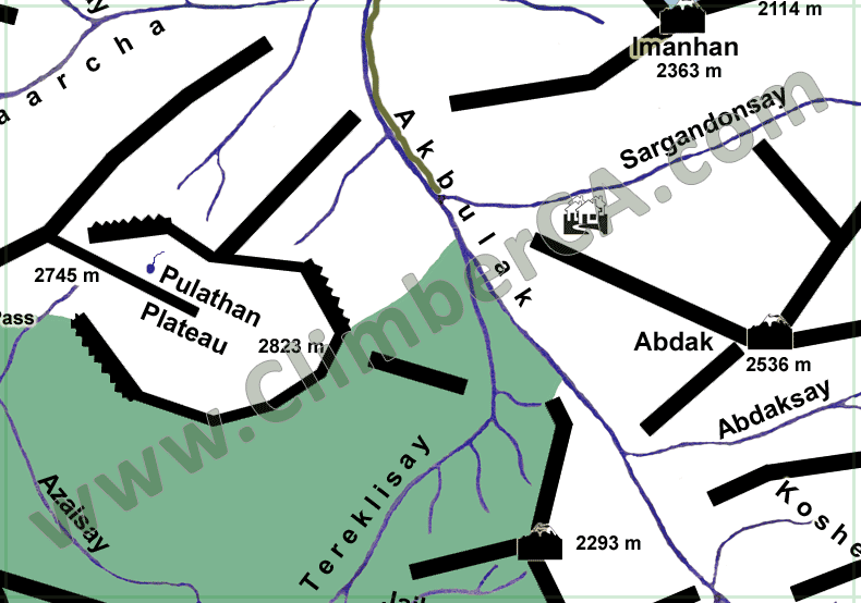 West Tien-Shan Mountains Map Pulathan Plateau